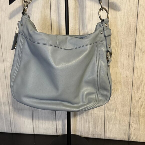 Coach Zoe Hobo Bag Light Blue Leather G1032-B14706 Silver Hardware Like New - Picture 3 of 7